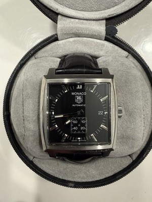 TAG Heuer Monaco Men's Black Watch with Leather Strap - WW2110 Calibre 6