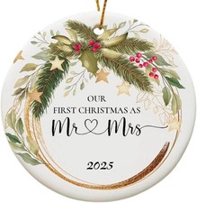 Wedding Gifts for Couple, Our First Christmas Married Ornament 2025,Just Married