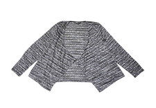 JONES NEW YORK Collection Black White Gray Striped Waterfall Cardigan Sweater XL