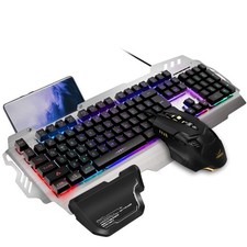 Gaming Keyboard and , Wired Backlit Rainbow Ergonomic Mechanical Feeling Remo...