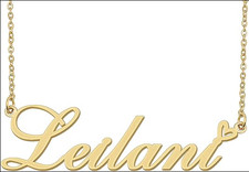Lumiela Personalized Custom Nameplate Name Necklace in Gold Tone for Women A-V