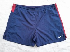 Vintage Nike Running Shorts Men's Large BlueRed Brief Lined Logo NO Drawsring