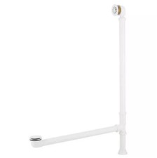 New White 1-1/2" Tub Drain with Ball Swivel Overflow, 30" Overflow, 24" Drain,