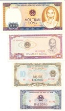Cong Hoa Xa Hoi Chu Nghia Viet Nam 2, 10, 30, 100 Dong 1981     4 Pcs Unc