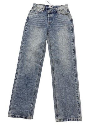Princess Polly Holly Asymmetric Straight Jeans Womens 2 Light Wash Denim 27x29