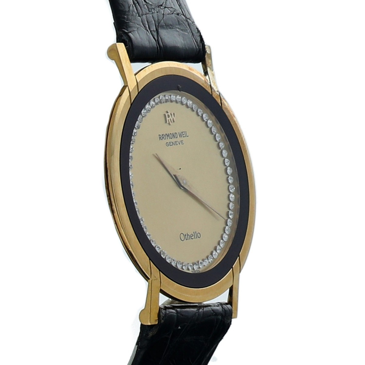 Vintage Raymond Weil Othello 18k YG Plated Diamond Ultrathin