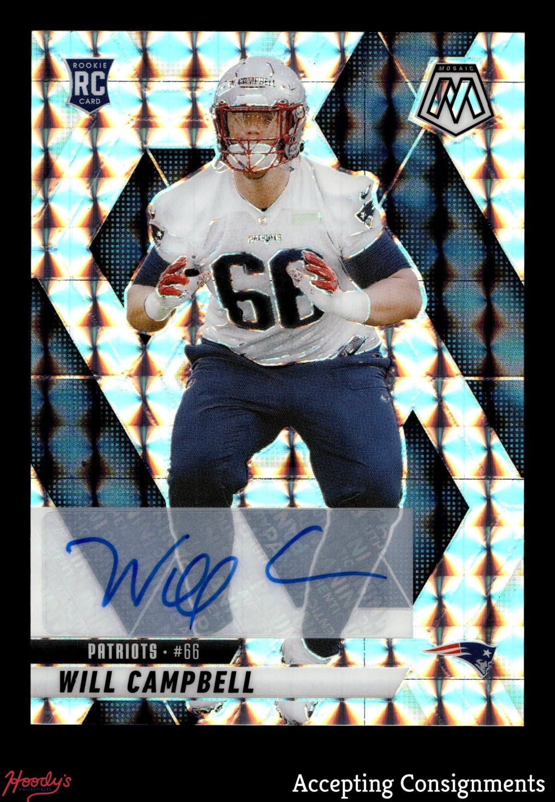 2025 Panini Mosaic Mosaic #378 Will Campbell RC ROOKIE AUTO PATRIOTS