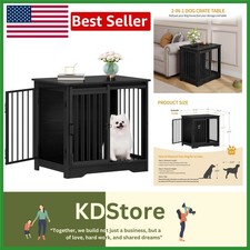 27.2" Barn Door Dog Crate Furniture - Stylish Kennel for Small to Medium Dogs