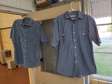 Vintage Big Mac Work Shirt Mens Size LT/GL Blue Chambray Button Up USA Made 80s