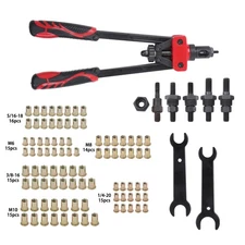 14" Rivet Nut Tool Kit  2 Lock Pins for Metric/Inch Mandrels with 90 Rivnuts