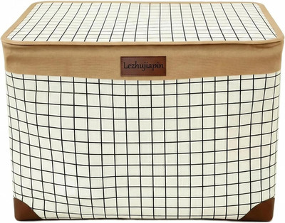 Stylish Foldable Fabric Storage Bins with Lids - White Moonlight
