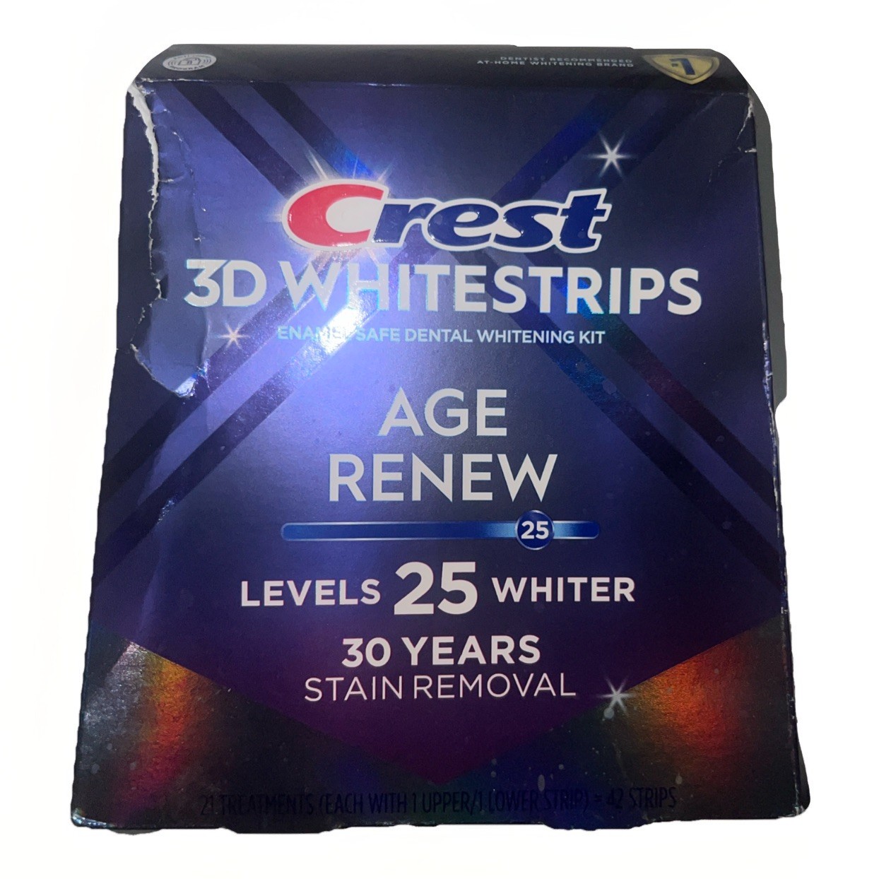Crest 3D White Level 25 Age Renew Teeth Whitening Strips 42 Count Ex 06/2026
