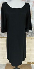 NWT CALVIN KLEIN SZ 12 BLACK STRETCH FABRIC DRESS EMBELLISHED SLEEVE BOTTOMS.