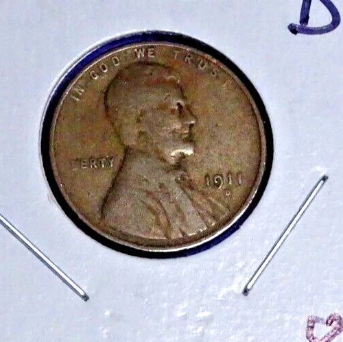 1911-D LINCOLN CENTS (PENNY) - (VG) V. GOOD OR BETTER  "U-GRADE"  CIRCULATED #8