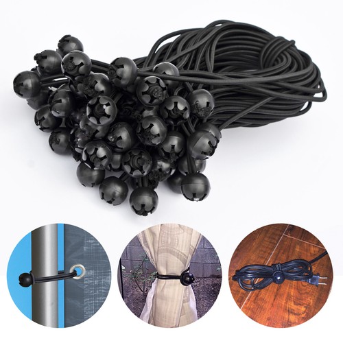 6" & 9" 20/45/60pcs BLACK Bungee Cords Ball Tie Down Canopy Gazebo Secure Straps - Picture 54 of 60