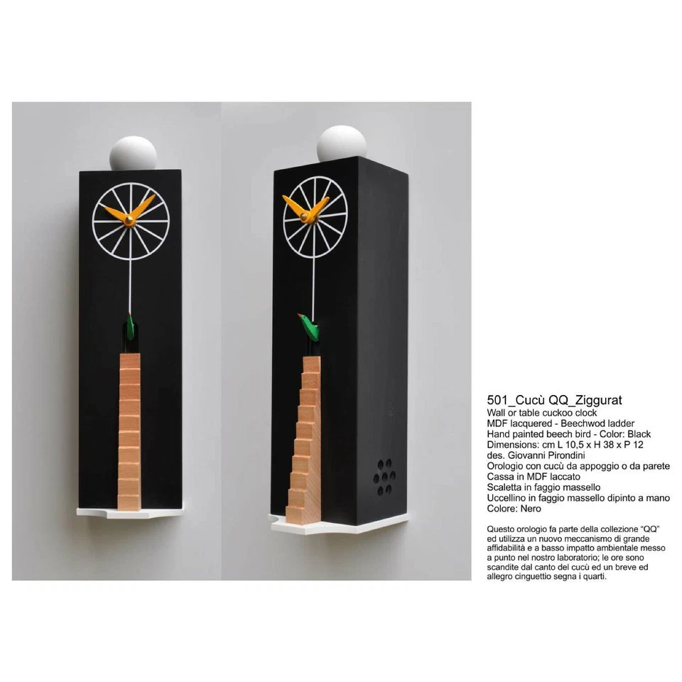 OROLOGIO A CUCU' Art. 501 QQ Ziggurat Nero Pirondini Marquis - Immagine 4 di 4