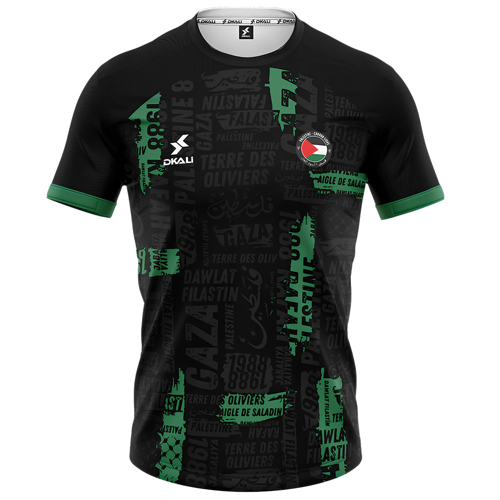 Maillot Palestine 2025/2026 DKALI Football Noir Vert Tenue Sport Adulte