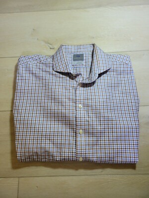 Thomas Dean Button Down Dress Shirt Mens 17.5 - 32/33 Long Sleeve 100% Cotton