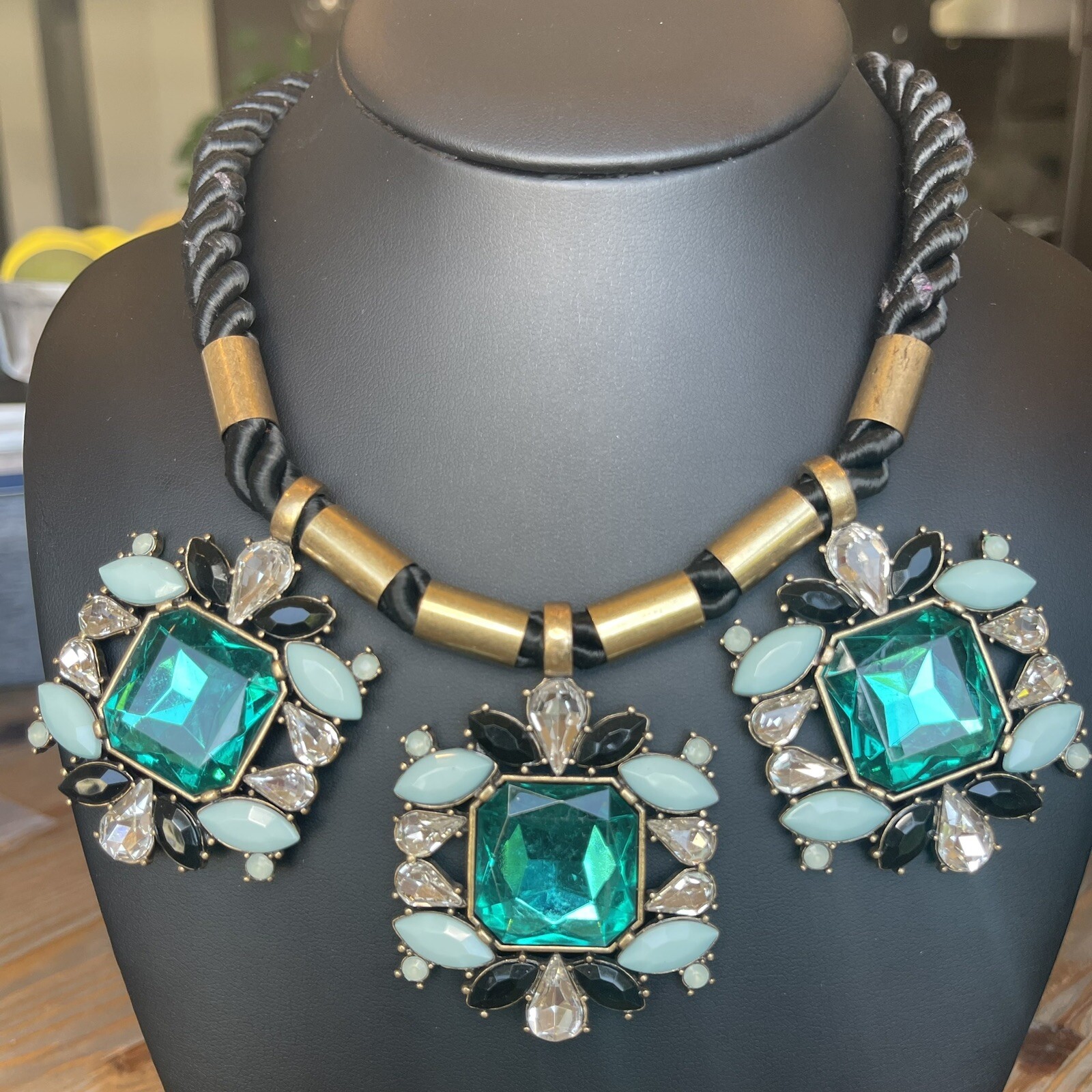 J Crew Large Bold Rhinestone Statement Fashion Co… - image 2