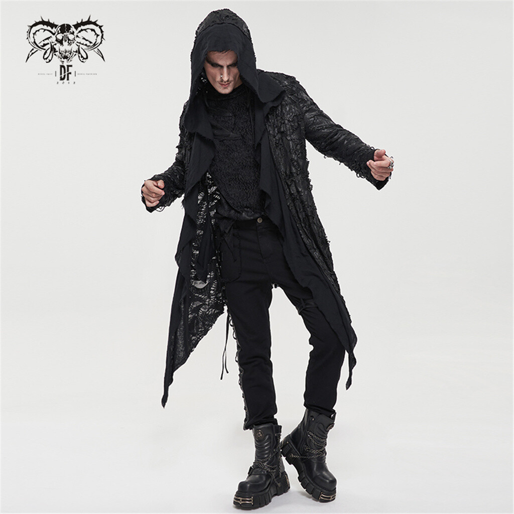 Devil Fashion Men's Black Gothic Punk Grunge Irregular Loose