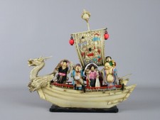 Scultura nave con figure orientali soprammobile collezione vintage anni ‘50