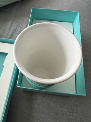 Tiffany Toile Tall Coffee Cup w/Leather Sleeve NYC Landmark