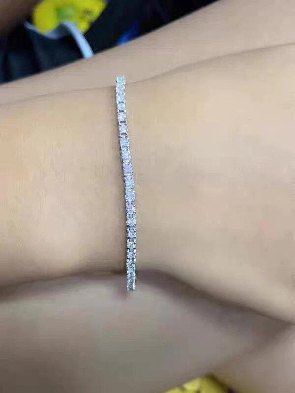 18k white gold gf made with SWAROVSKI crystal silver chain slim tennis bracelet Foto 4 de 4