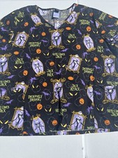 Disney Nightmare Before Christmas Scrub Top Womens Size 3XL Jack V Neck