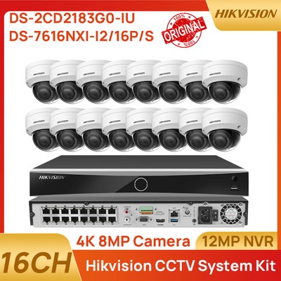 Hikvision 4K 16CH 16POE Security CCTV System Kit 8MP IP Camera AcuSense MIC Lot