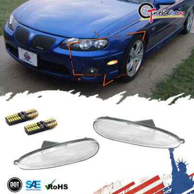 GTINTHEBOX Clear Front Fender Amber LED Side Marker Lights For 04-06 Pontiac GTO