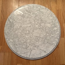 Vintage Solid Replacement 24” Marble Table Top (Italy) White & Gray Veining