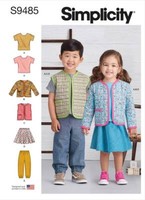 Schnittmuster Kinderkombi Shirt, Weste, Jacke Simplicity S9485 68-98