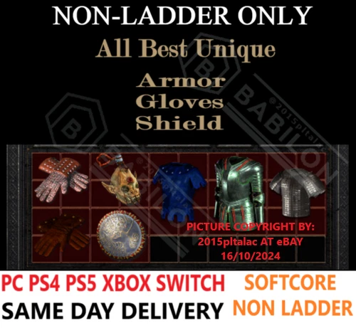 ✅ PC PS4 PS5 XBOX SWITCH ✅ NL All Armor Glove Shield DIABLO 2 RESURRECTED D2R