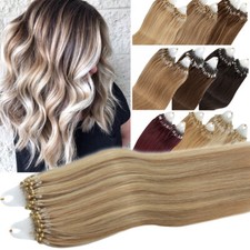 Micro Ring Tips Nano Loops Beads 100 Remy Human Hair Extensions Full Head THICK