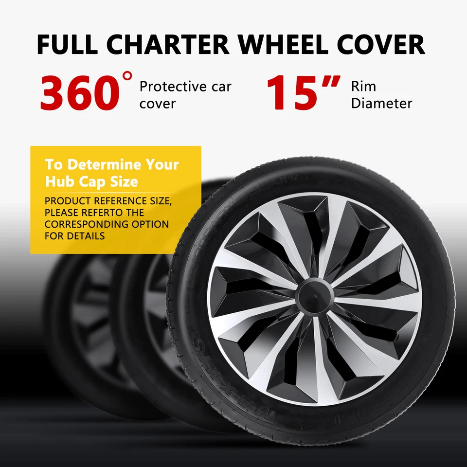 For SAAB 9-3 15 Inch 4Pcs Wheel Hubcaps Trim Covers Snap On Fit R15 Tire Rim - Image 2 of 4