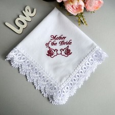 Mom wedding handkerchief on wedding day from daughter Mother of the Bride gift