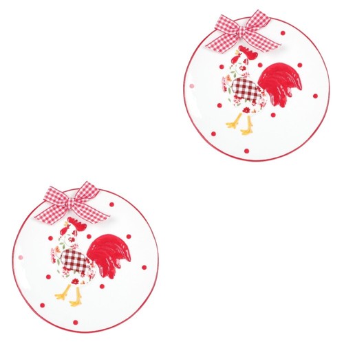 Set of 2 Ceramic Disc Kids Plate Round Serving Tray Design Board eBay