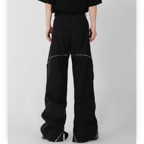 Herren Punk Gothic Cargo Mode Hose Reißverschlüsse Hose Freizeit Locker Weites Bein Hose - Bild 3 von 10