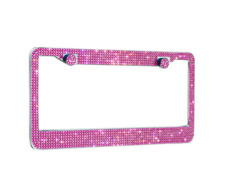 1 Hot Pink Fuchsia Diamond License Plate Frame Caps Made With Swarovski Crystal