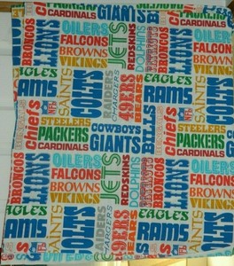 Details About Vtg Vintage Nfl Football Team Names Bibb Twin Flat Bed Sheet