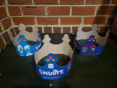 The Smurfs 3 Burger King Crown Paper Party Hat BK 3 free ship Papa Smurf 2025