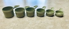 6 Vintage Tupperware Nesting Stacking Measuring Cups Set Avacado Green - READ
