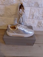Chaussures baskets sneakers Clarks femme P 39 argenté NEUVES BOITE D'ORIGINE