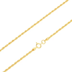 14K Yellow Gold 1mm-4mm Laser Diamond Cut Rope Chain Necklace Men Women 16"- 30"