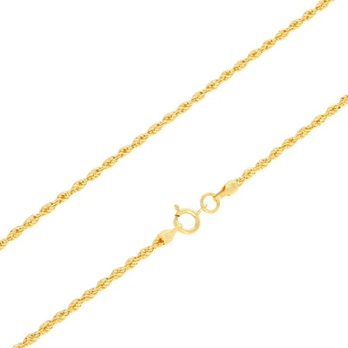 14K Yellow Gold 1mm-4mm Laser Diamond Cut Rope Chain Necklace Men Women 16"- 30"