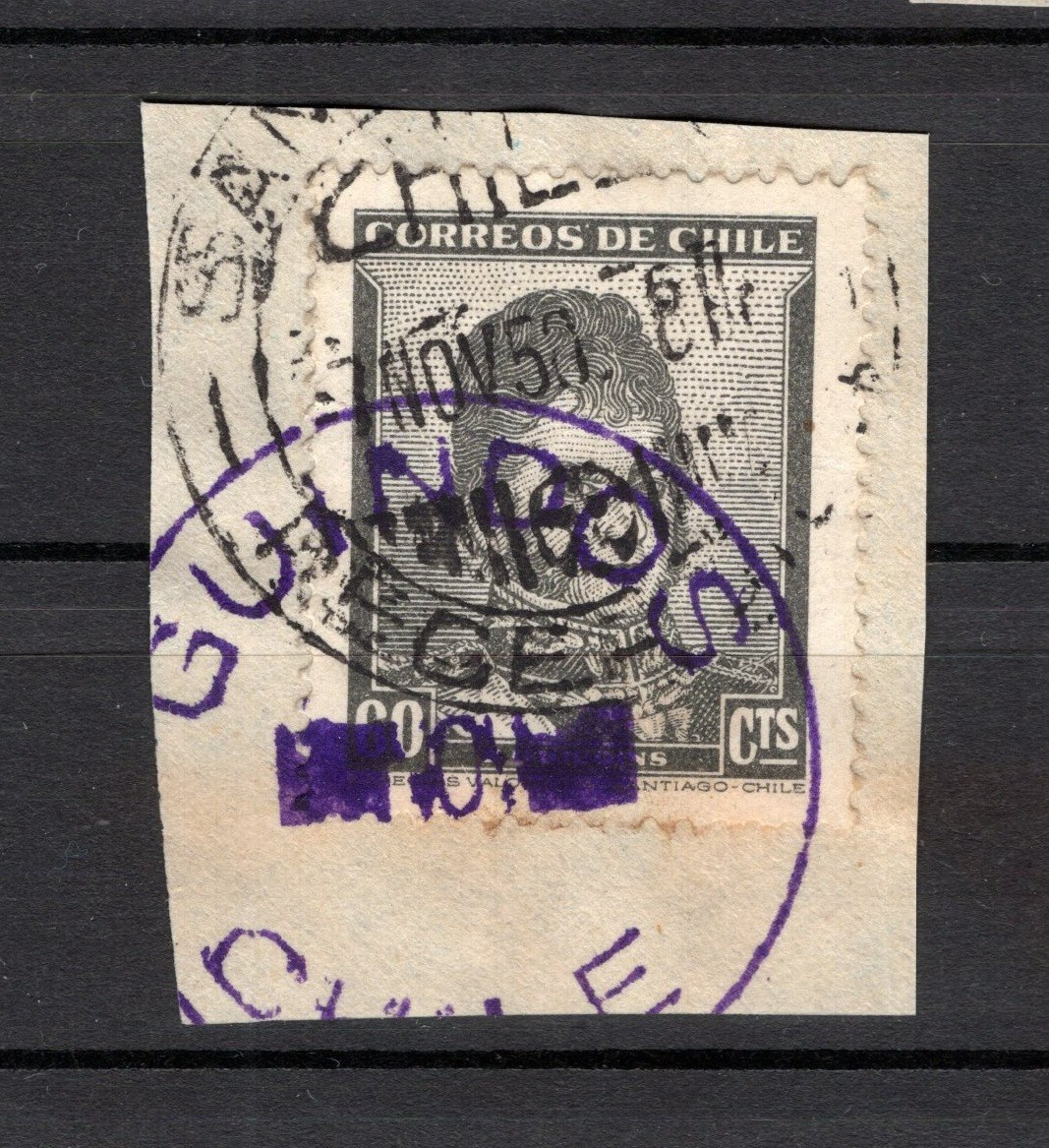 CHILE small town cancel GUINDOS on 60c O'Higgins
