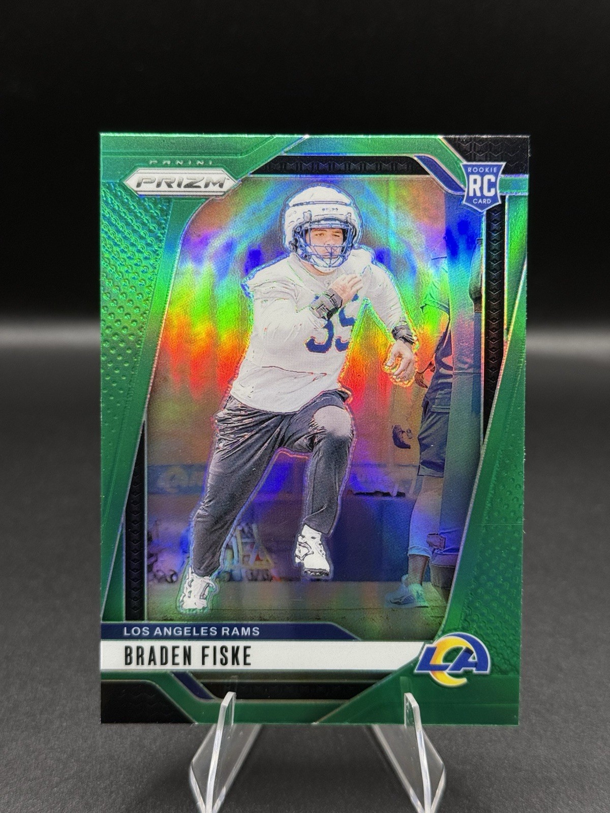 2024 Panini Prizm Braden Fiske Green Refractor #310 Los Angeles Rams (RC)