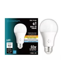 EcoSmart 60-Watt Equivalent A19 CEC Built in Dimming LED Light Bulb with