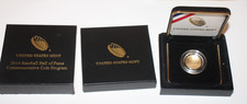 2014-W BASEBALL HALL OF FAME $5 Gold Coin Commemorative w/Case,Box & COA