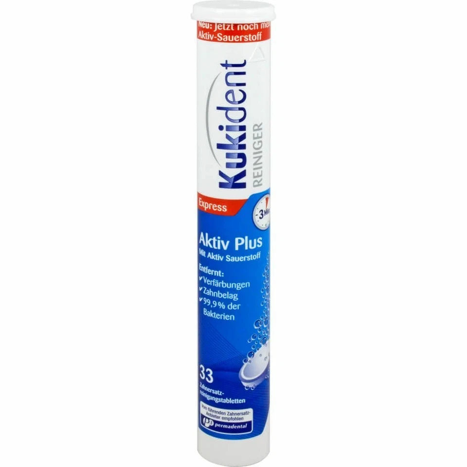 Kukident Aktiv Plus Zahnersatz Gebissreiniger Reinigungs Tabs 33 Stück - Bild 1 von 1